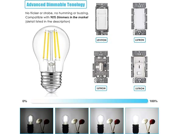 TOBUSA Dimmable Globe A15 6W Edison Bulb 5000K 12PC