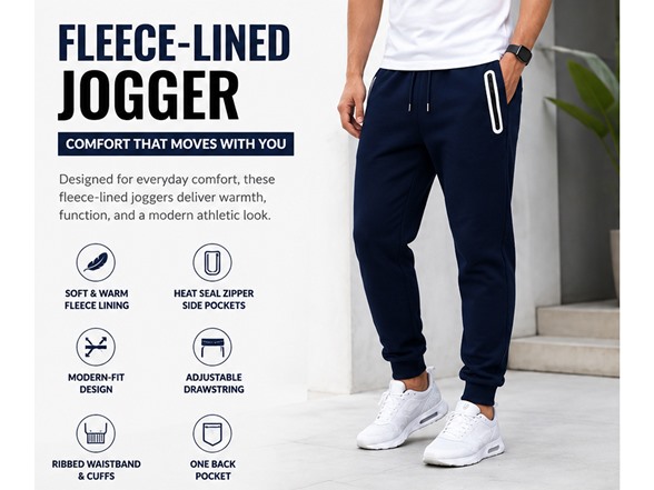 3Pk Mens Fleece Lined Jogger