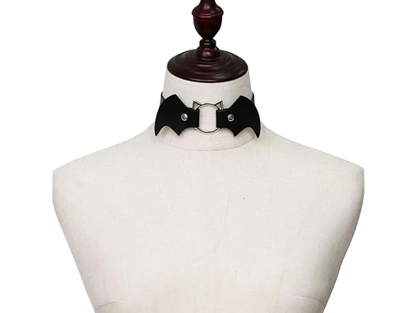 Punk Demon Wings Black Leather Choker