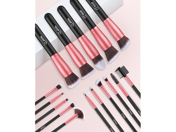 Bestope Pro Makeup Brush Set 16 Piece Black