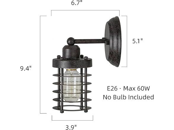 GEPOW Farmhouse Wall Sconce, Industrial Mini Cage