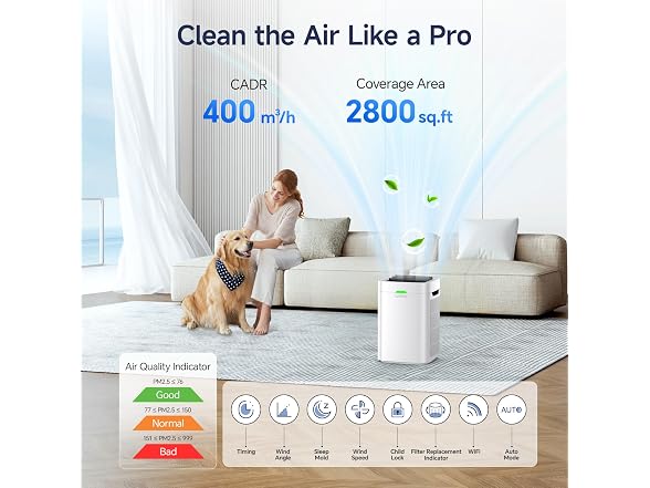 Lunino Air Purifier for Large Rooms