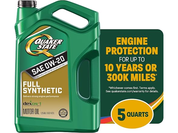 Quaker State 0W-20 Synthetic Oil 5 Quart