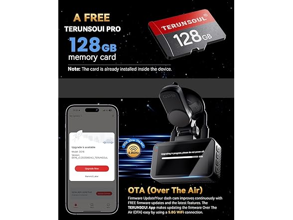 4K+4K Dash Cam Front and Rear | 128GB SD