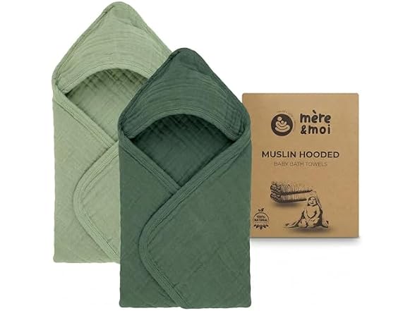 Mre & Moi Mre & Moi 2X Muslin Hooded Baby Bath