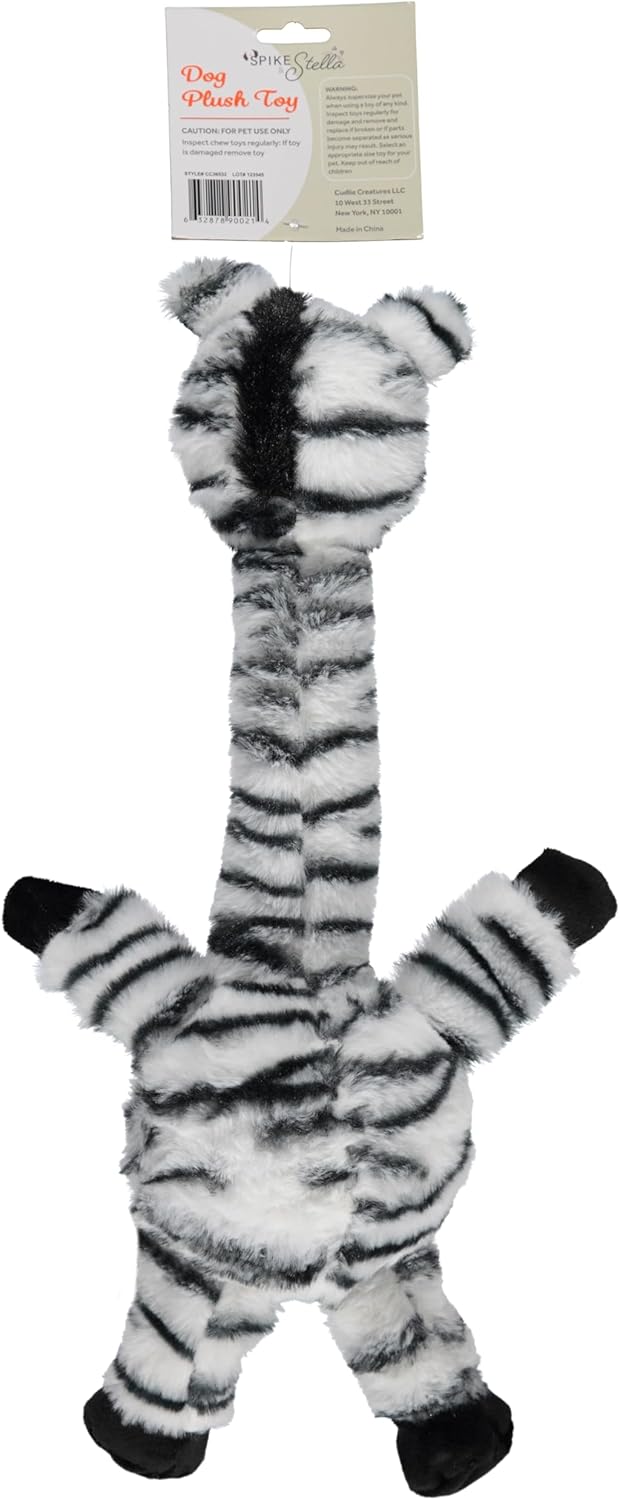 Cudlie Plush Dog Toy w 3D Animal Head & Large Belly- Zebra - Gallery 6