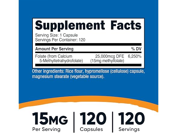 Nutricost L Methylfolate 15mg 120 Capsules