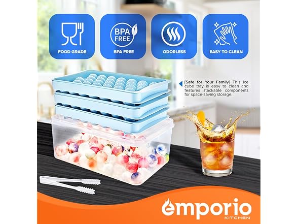 Emporio Kitchen Round Ice Cube Tray Set Pack of 2