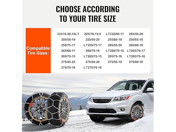VEVOR Auto Tightening Snow Chains, Diamond Mesh
