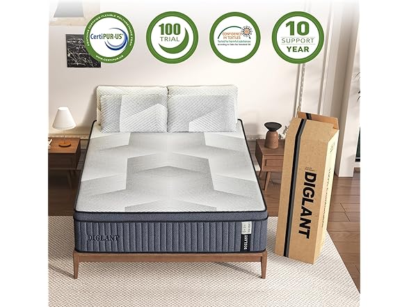 DIGLANT King Mattress, DIGLANT 14Inch Euro Top H