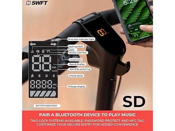 SWFT E-Scooter Foldable LCD Display