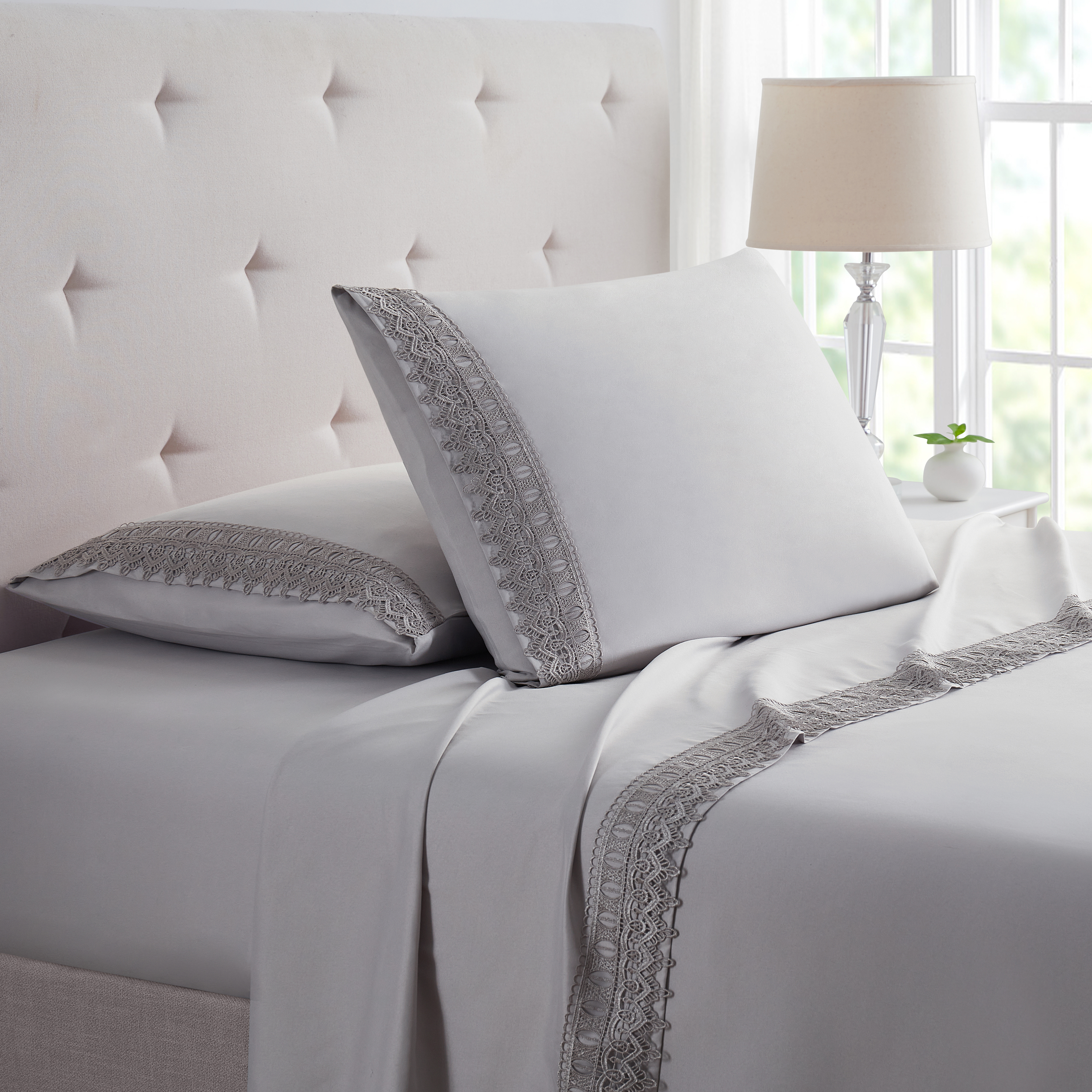 Lace Crochet 4 Piece Rayon From Bamboo Sheet Set - Gallery 25