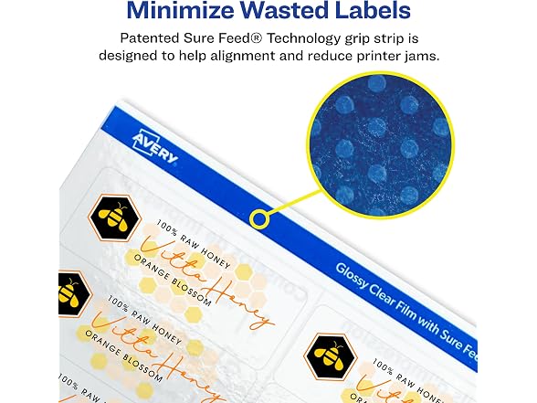 Avery Glossy Clear Address Labels, Laser/Inkjet, 1" x 2-5/8"