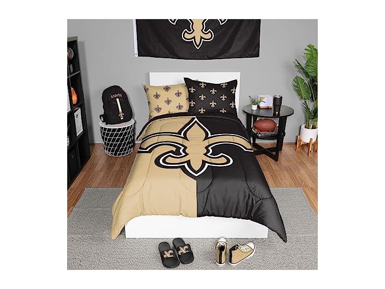 FOCO New Orleans Saints NFL Team Color Bed In a Bag Comforter Bedding 3 Piece Twin Set