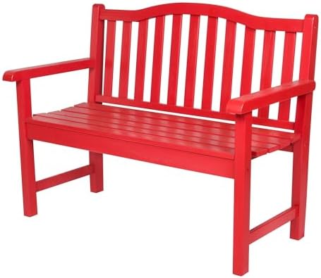 Shine Company 4212CR Belfort II Wooden Patio Bench Chili Pe
