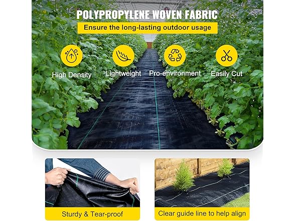 VEVOR Weed Barrier Landscape Fabric, 6 x 250 ft