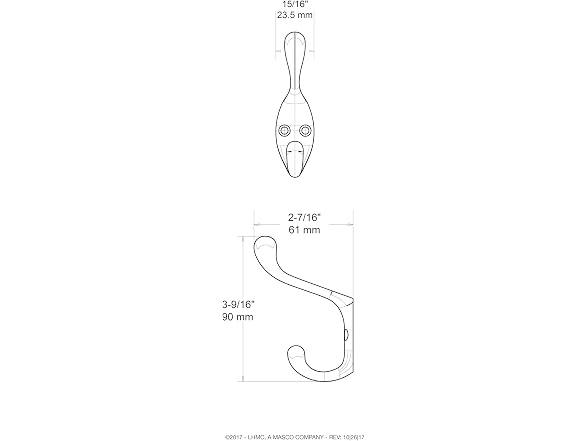 Franklin Brass 3 in. Heavy Duty (5-Pack) Coat and Hat Wall Hooks