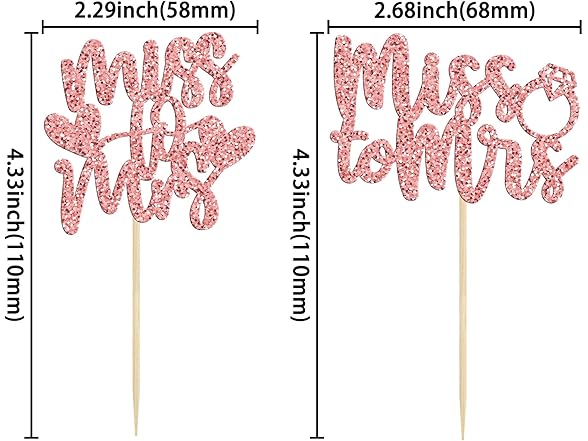 Rose Gold Miss to Mrs Cupcake Toppers