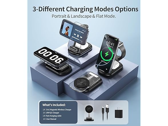 Mukiya 3 in 1 Magnetic Wireless Charging Station