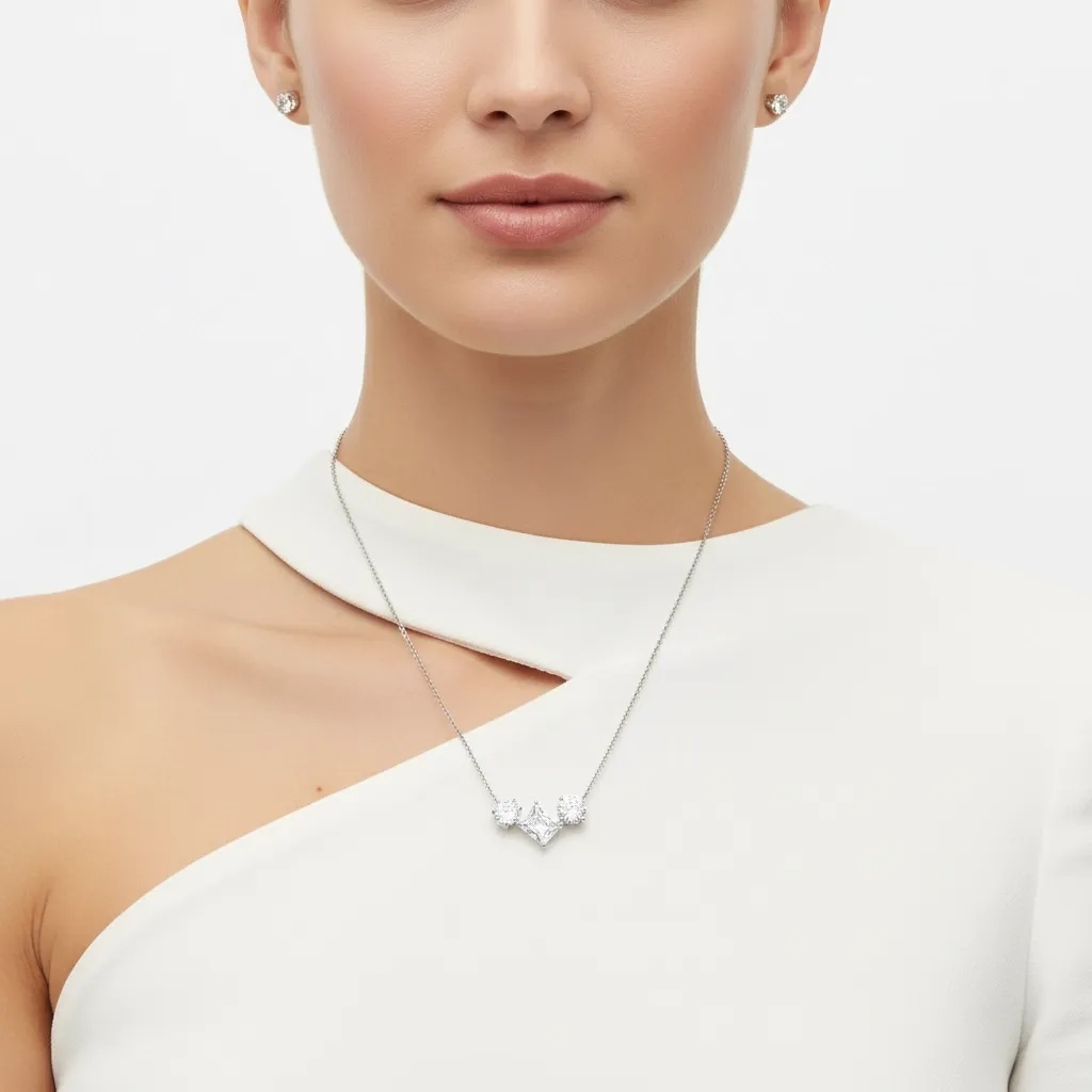 Moissanite Diamond Trio Necklace - Gallery 9