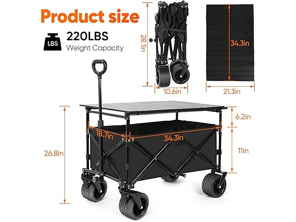 SHINLEYPACK Collapsible Wagon with Table