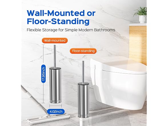 HAMITOR Stainless Toilet Brush & Holder