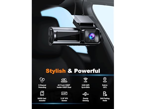 Nanoby Dash Cams | 3 Channel | 4K | 5.8GHz