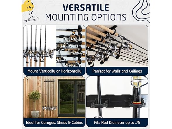 Rush Creek Creations, Ceiling Fishing Rod Holder for 6 Rods