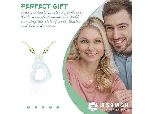 Lusomch Jade Heart Pendant White