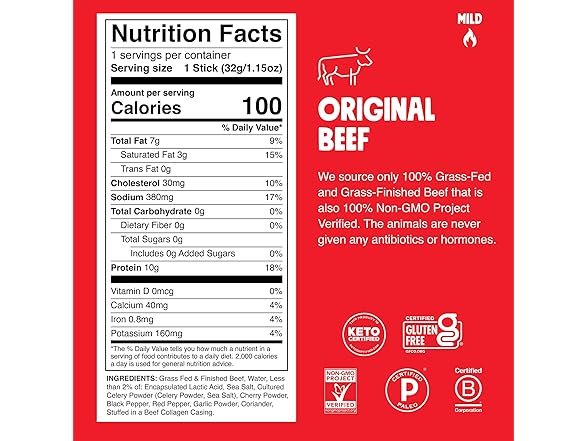 1CT CHOMPS Original Beef Stick, 1.15 OZ