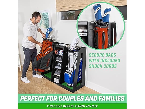 GoSports Wooden Golf Bag Organizer Storage Rack