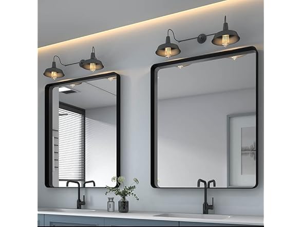 OKPAL Modern Black Frame Bathroom Mirror