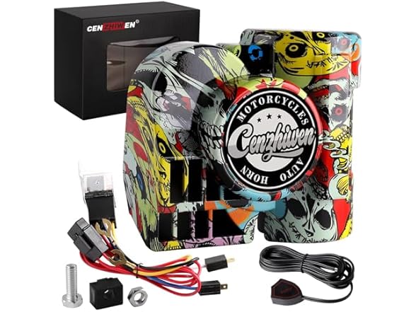 Cenzhiwen Motorcycle Air Horn Kit 12V Multicolor