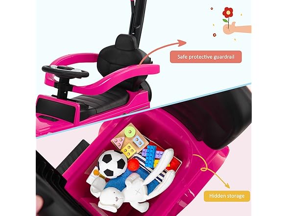 Nightcore Push Car, Ride on Car with Removable Canopy