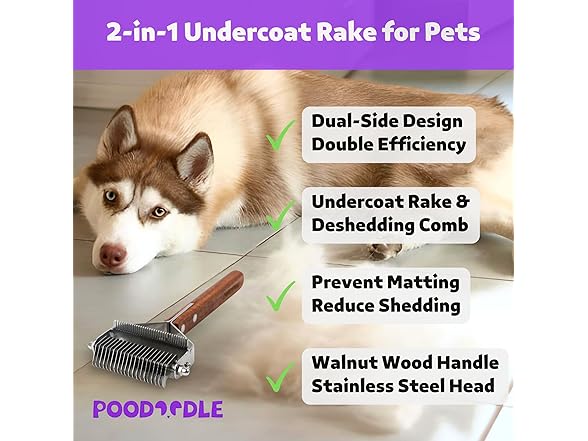 Poodoodle 2 in 1 Dogs Cats Dematting Grooming Comb