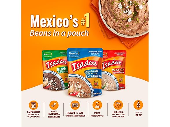 8PK Isadora Original Refried Beans in Pouch