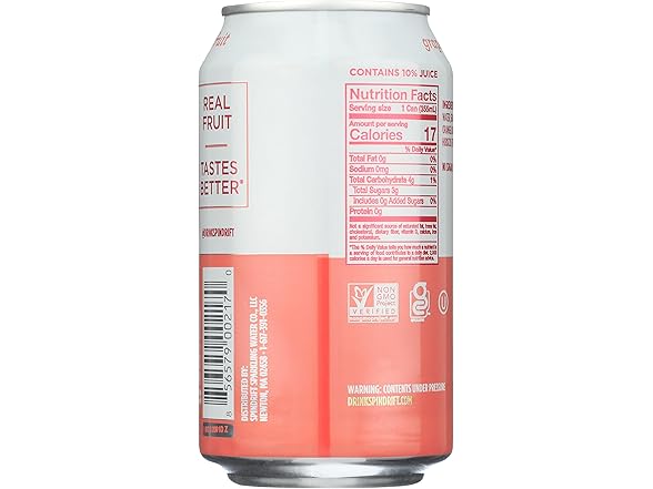 1CT Spindrift Sparkling Water Grapefruit, 12oz