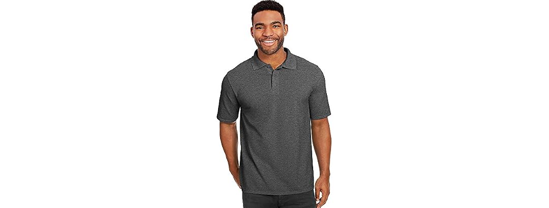 Hanes Polo, Charcoal Heather (Small-X-Larg)