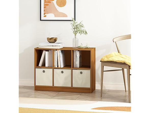 Furinno Basic 3x2 Bookcase Storage w/Bins