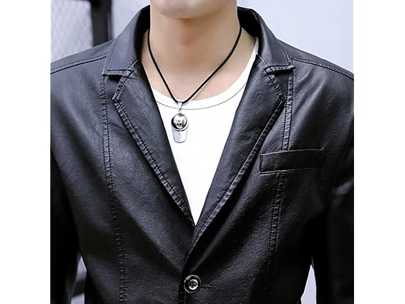 Rayiisuy Men (L) Slim Pu Leather Blazer