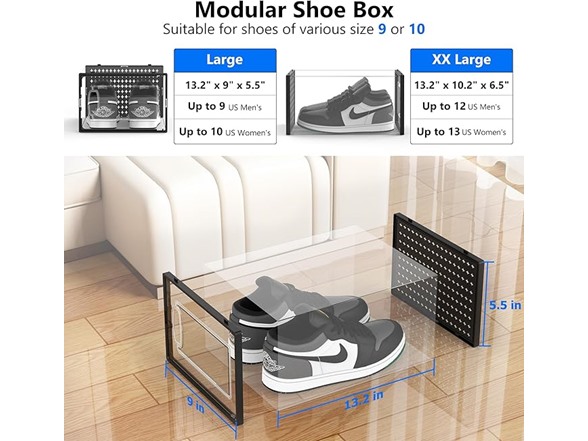 12-Pack Stackable Shoe Storage Boxes
