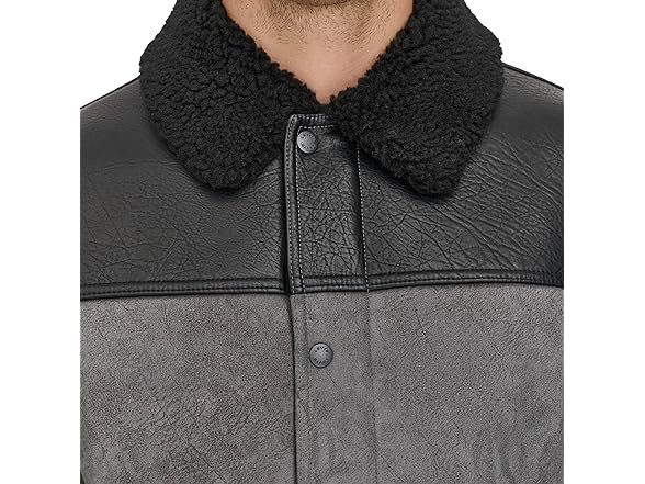 Levis Mens Mixed Media Faux Shearling Jacket (XXL)
