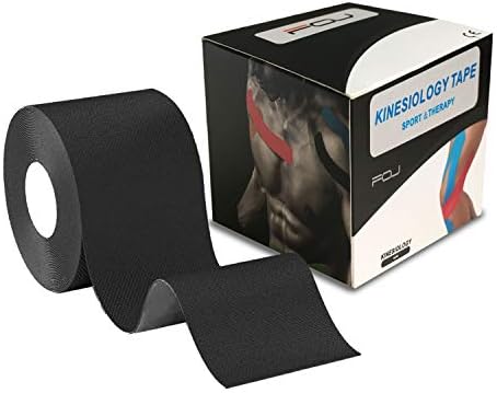 Kinesiology Theraeputic Tape Physio for Athletic Sports Recovery Pain Relieve Strong Adhesion Waterproof Original Cotton Uncut 2 Inch x 16.4 Feet (Black)