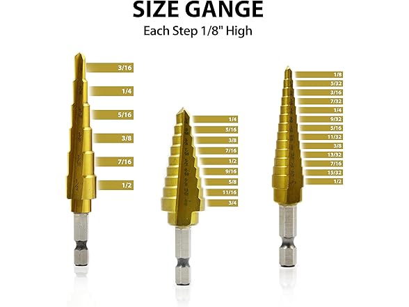talaze TALAZE Step Drill Bits 3 PCS of High-Sp