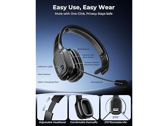 wyness Bluetooth Headset Black