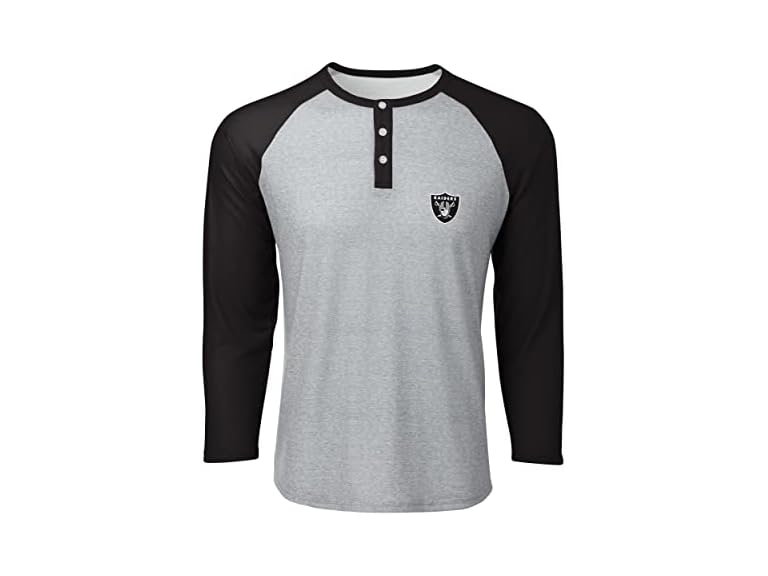 RAIDERS Mens Long Sleeve Henley (L)