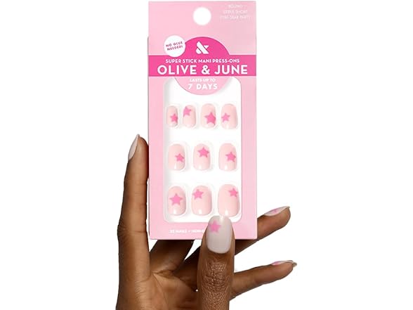 Olive & June Super Stick Mani Press-On Nails Pink Star Party