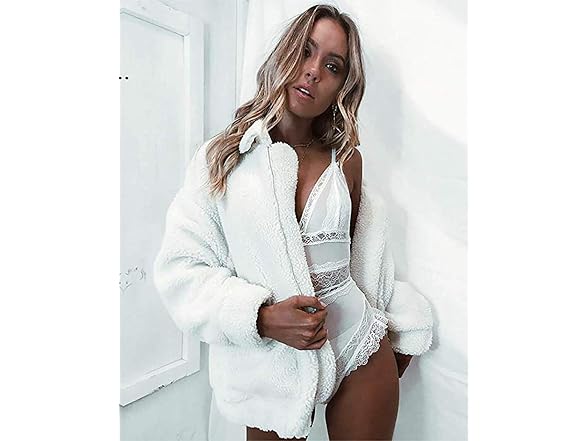 Comeon Women's (XL) Women's Coat Casual Lape White
