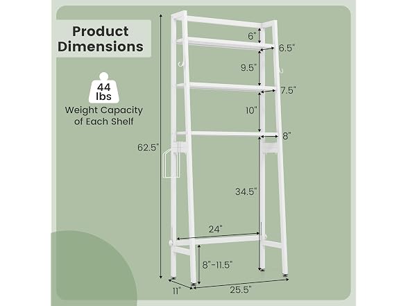 Nightcore 3-Tier Over Toilet Shelf White