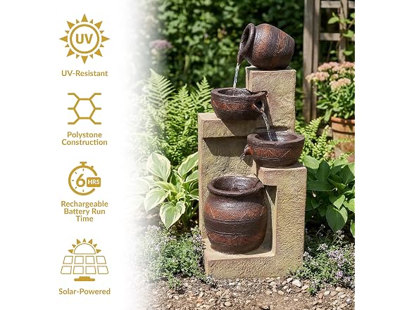 Sunnydaze Decor 30in LED Cascading Fountain - Gallery 4